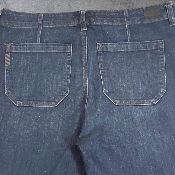 Paige Carly Wide Leg Jeans Womens 32X28 High Rise Crop Stretch Dark Denim - Picture 5 of 9